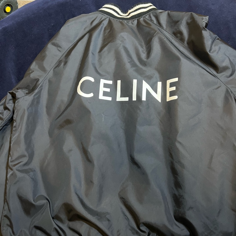 Celine nylon logo black varsity jacket (IT50)